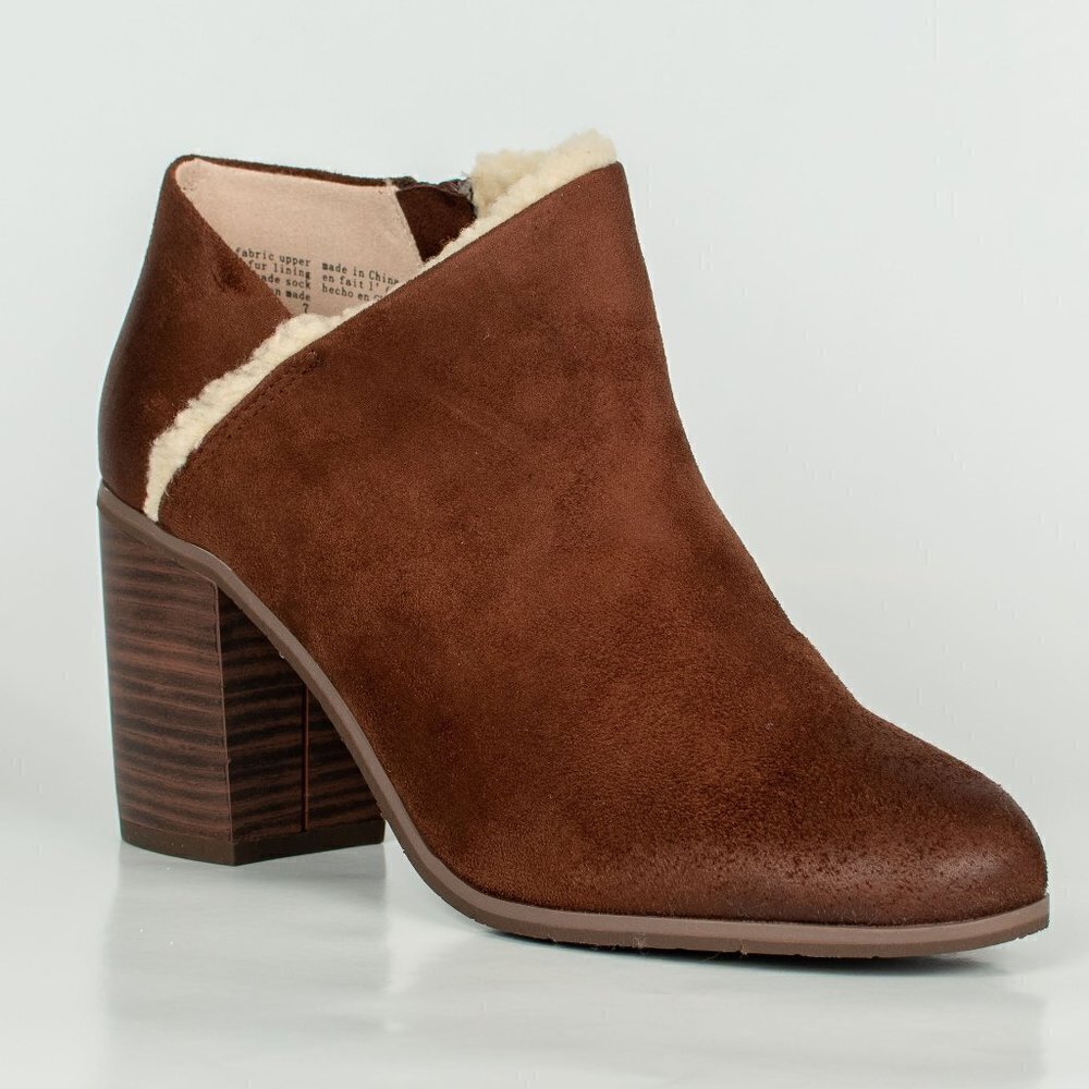 BC Footwear Kettle Ankle Boot  Brown/Vegan Shearling NWT  10